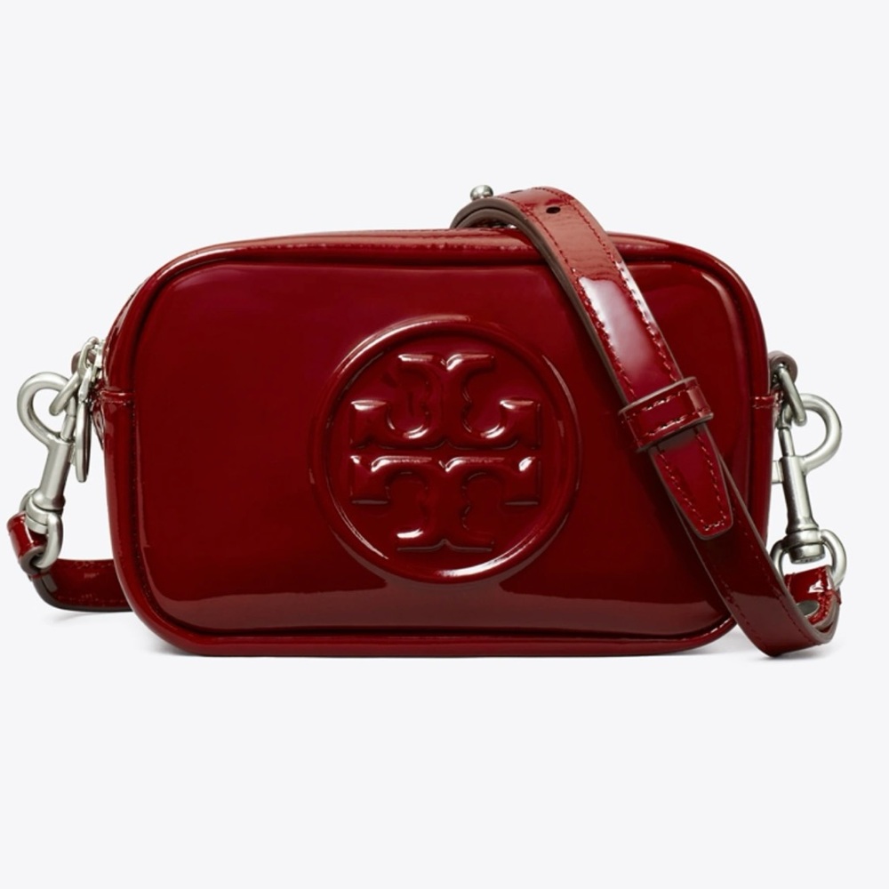 Tory Burch Bombe Burgundy Laquer Crossbody Bag